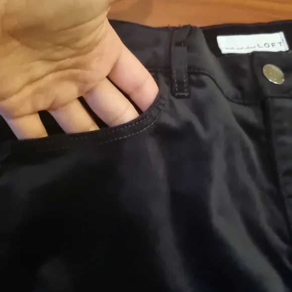 LOFT High Rise Skinny Velvet Pant Black Size 10/30R - Picture 6 of 15